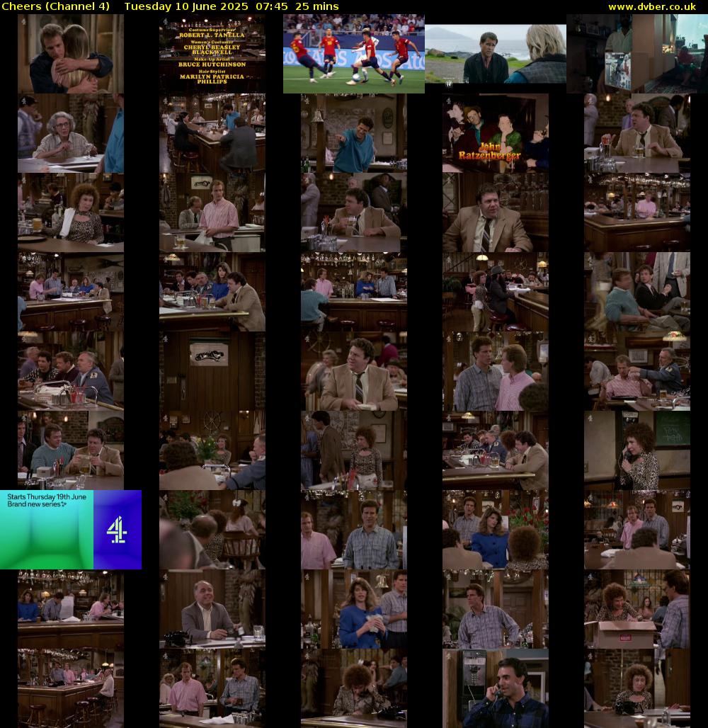Cheers (Channel 4) Tuesday 10 June 2025 07:45 - 08:10