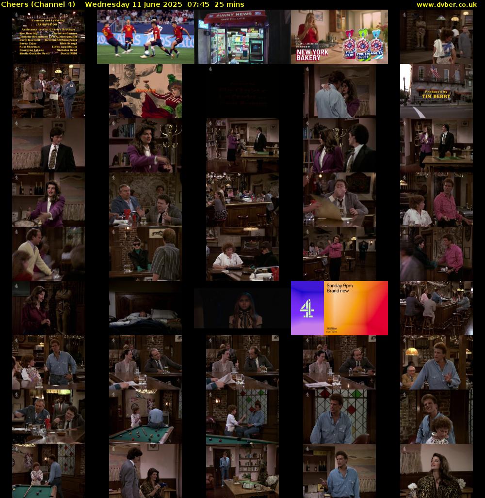 Cheers (Channel 4) Wednesday 11 June 2025 07:45 - 08:10