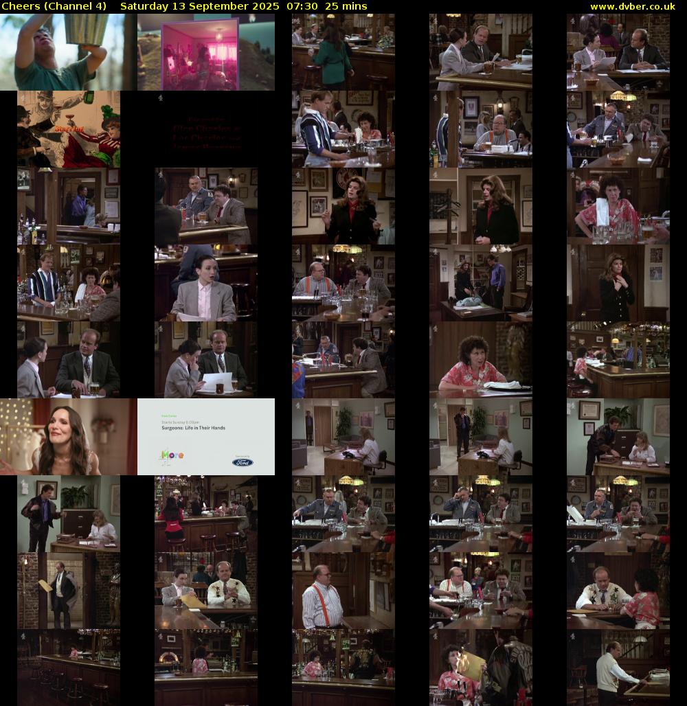 Cheers (Channel 4) Saturday 13 September 2025 07:30 - 07:55