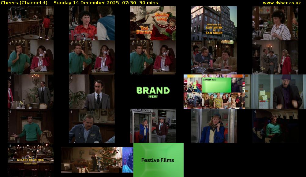 Cheers (Channel 4) Sunday 14 December 2025 07:30 - 08:00