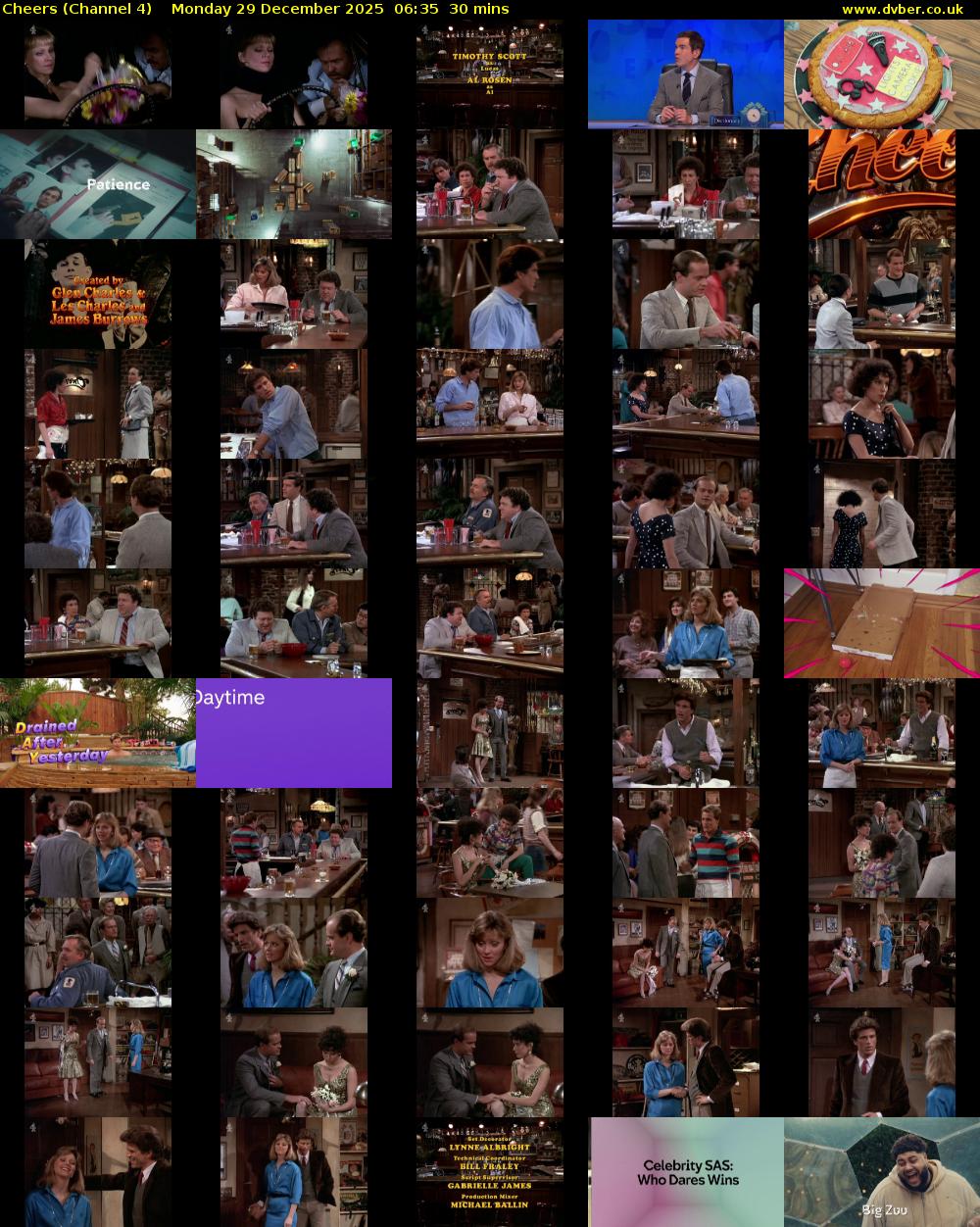 Cheers (Channel 4) Monday 29 December 2025 06:35 - 07:05