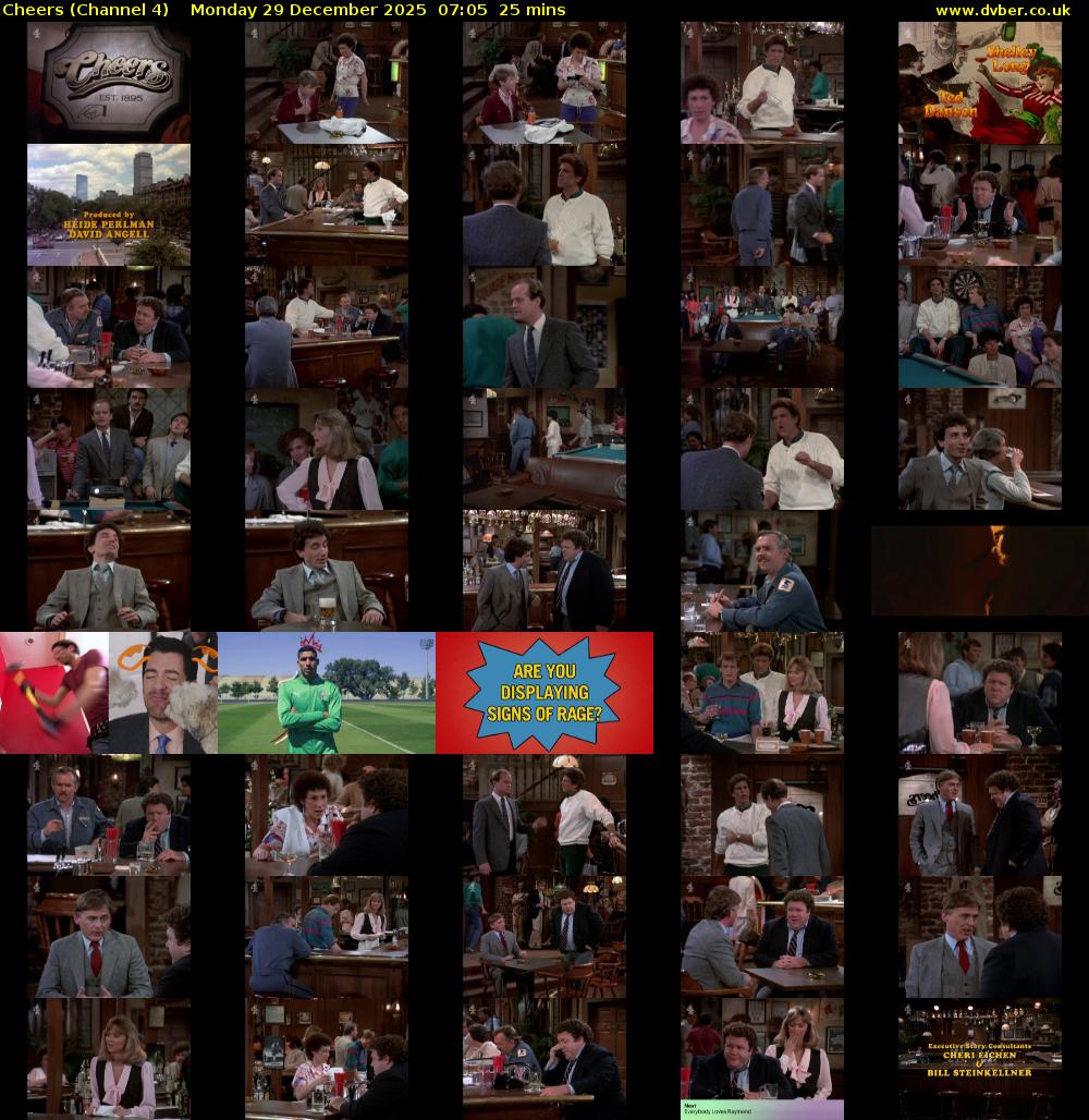 Cheers (Channel 4) Monday 29 December 2025 07:05 - 07:30