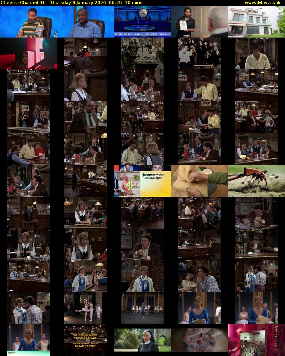 Cheers (Channel 4) Thursday 8 January 2026 06:25 - 06:55