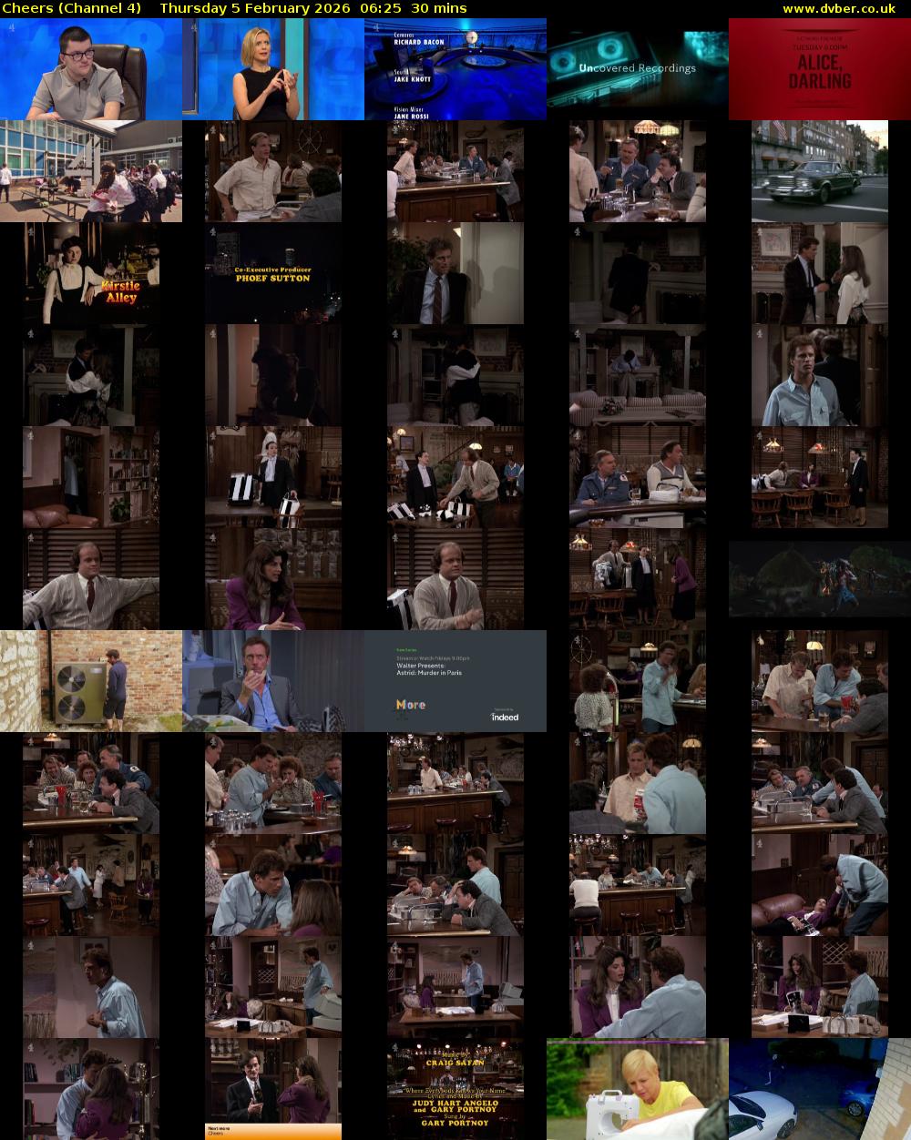 Cheers (Channel 4) Thursday 5 February 2026 06:25 - 06:55