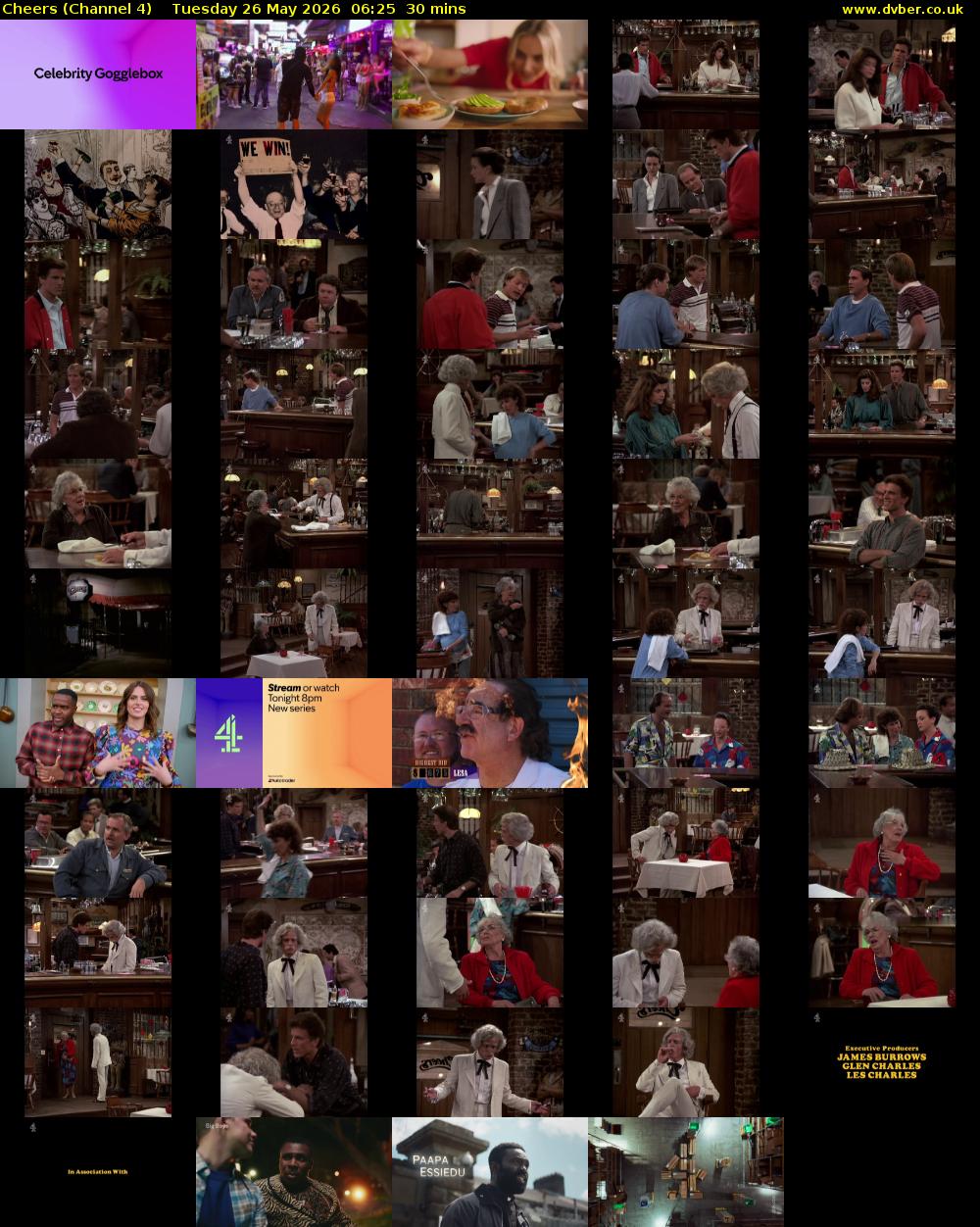 Cheers (Channel 4) Tuesday 26 May 2026 06:25 - 06:55