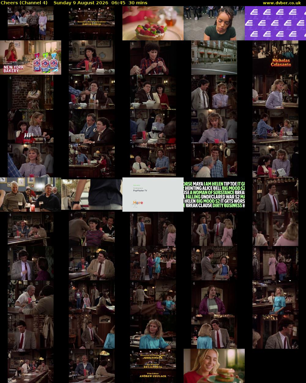 Cheers (Channel 4) Sunday 9 August 2026 06:45 - 07:15