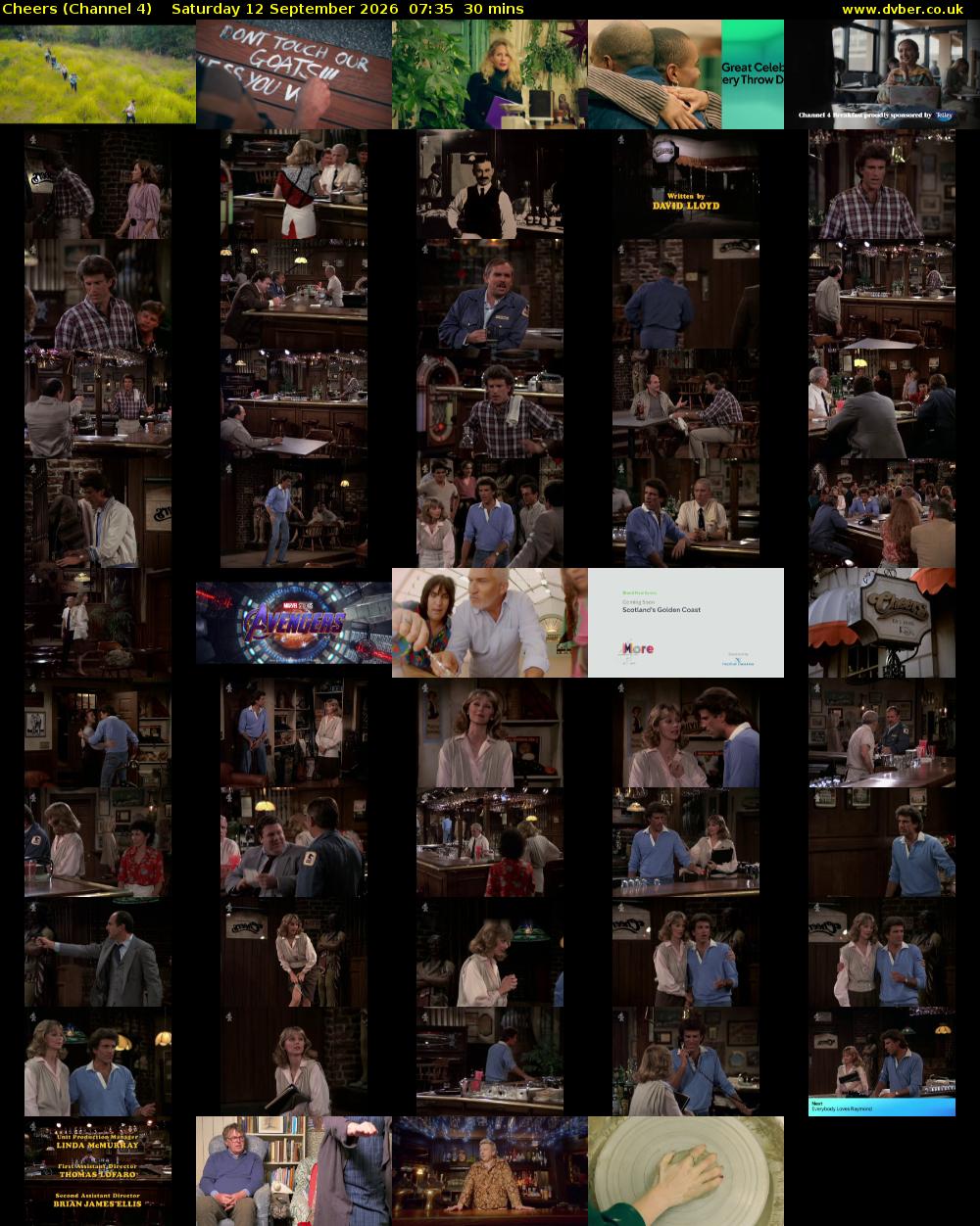 Cheers (Channel 4) Saturday 12 September 2026 07:35 - 08:05