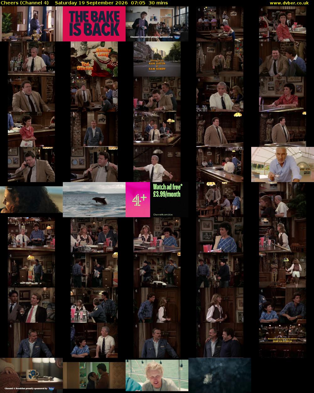 Cheers (Channel 4) Saturday 19 September 2026 07:05 - 07:35