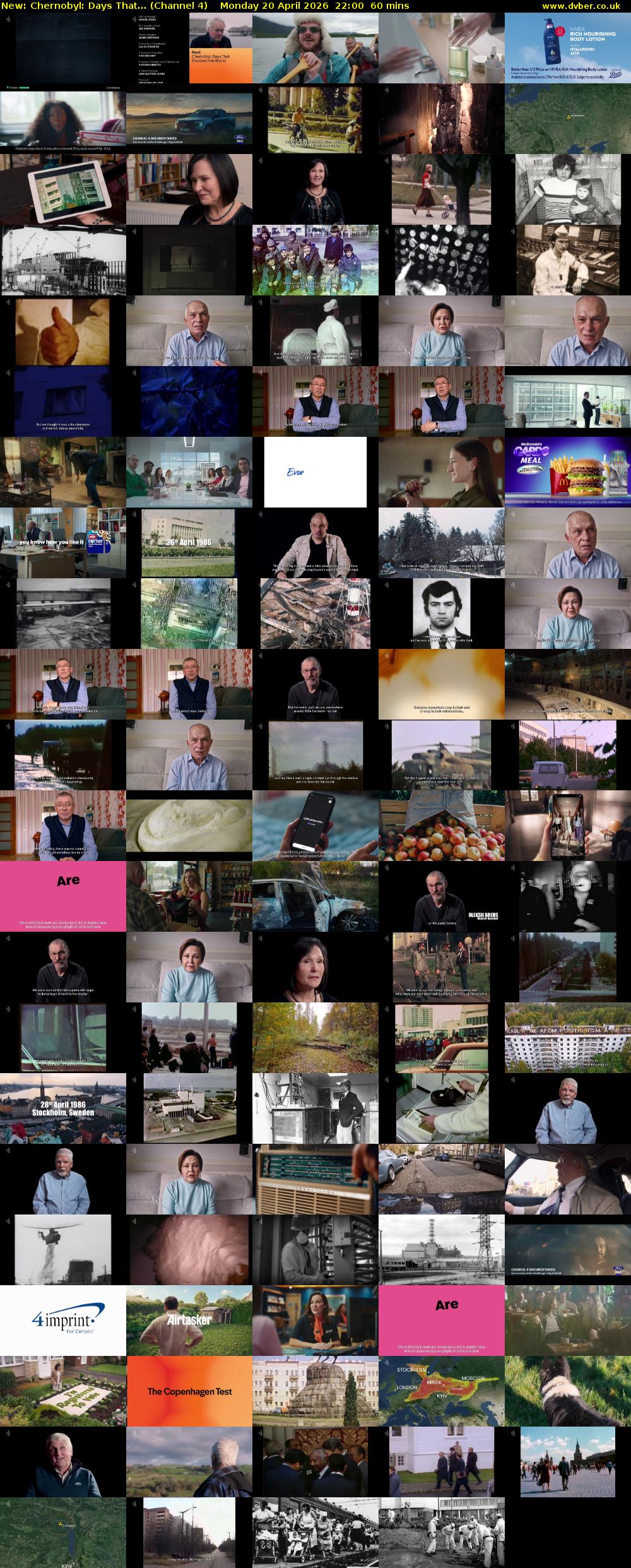 Chernobyl: Days That... (Channel 4) Monday 20 April 2026 22:00 - 23:00