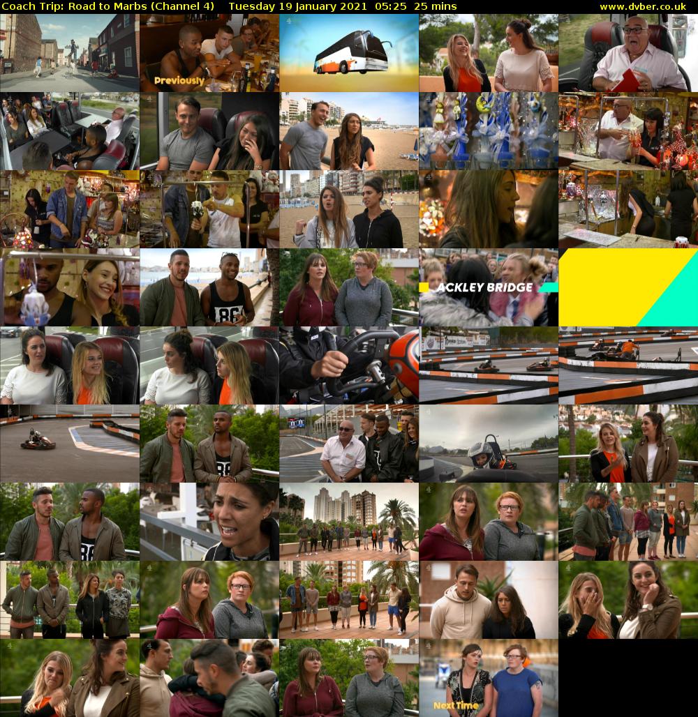 Coach Trip: Road to Marbs (Channel 4) Tuesday 19 January 2021 05:25 - 05:50