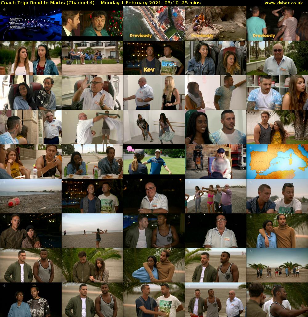 Coach Trip: Road to Marbs (Channel 4) Monday 1 February 2021 05:10 - 05:35