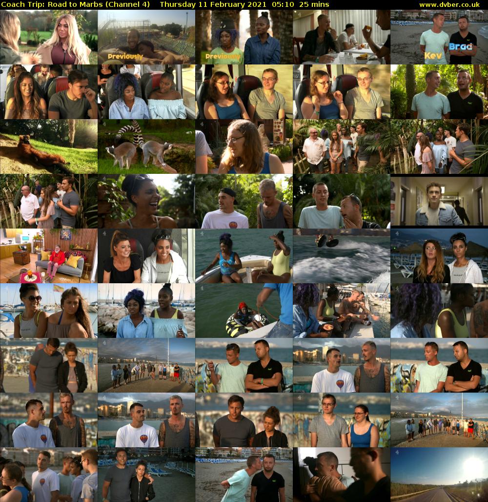 Coach Trip: Road to Marbs (Channel 4) Thursday 11 February 2021 05:10 - 05:35