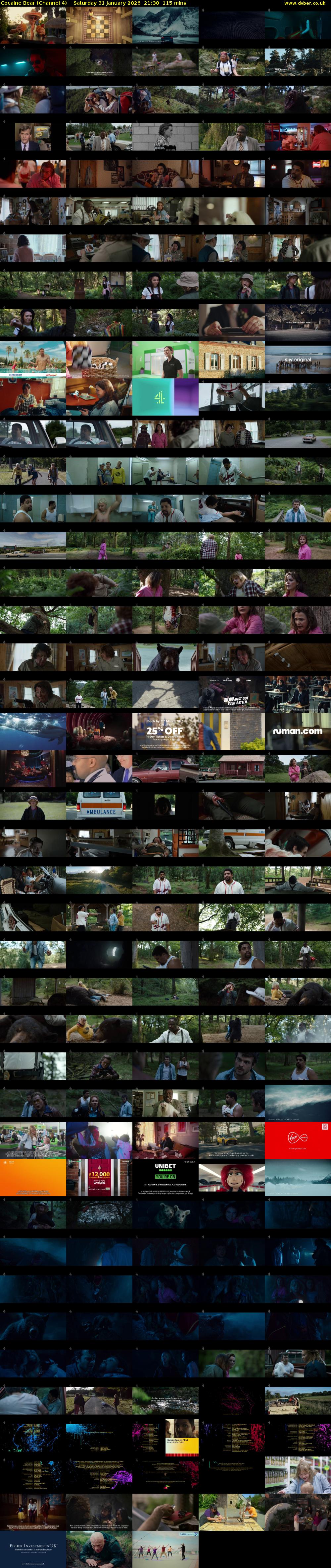 Cocaine Bear (Channel 4) Saturday 31 January 2026 21:30 - 23:25