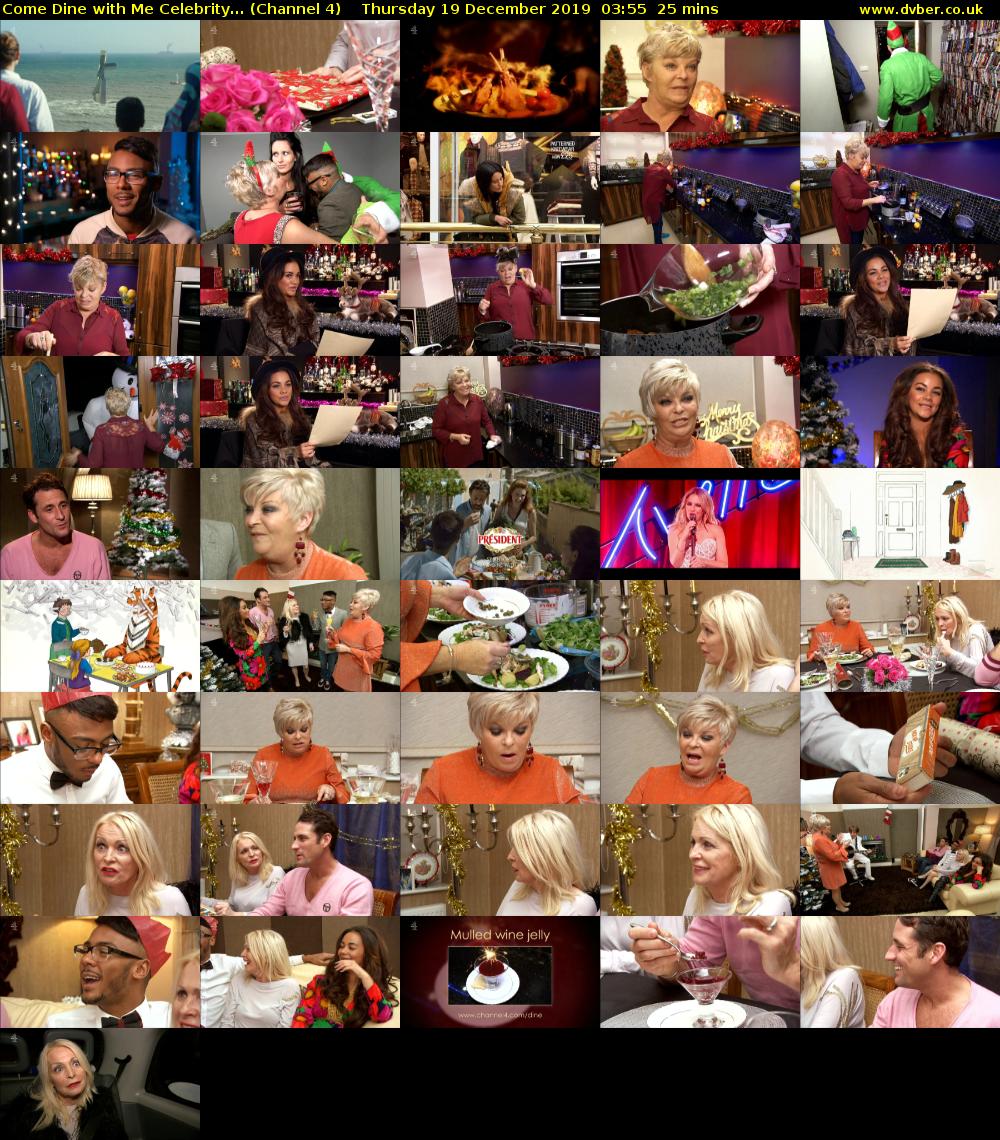 Come Dine with Me Celebrity... (Channel 4) Thursday 19 December 2019 03:55 - 04:20