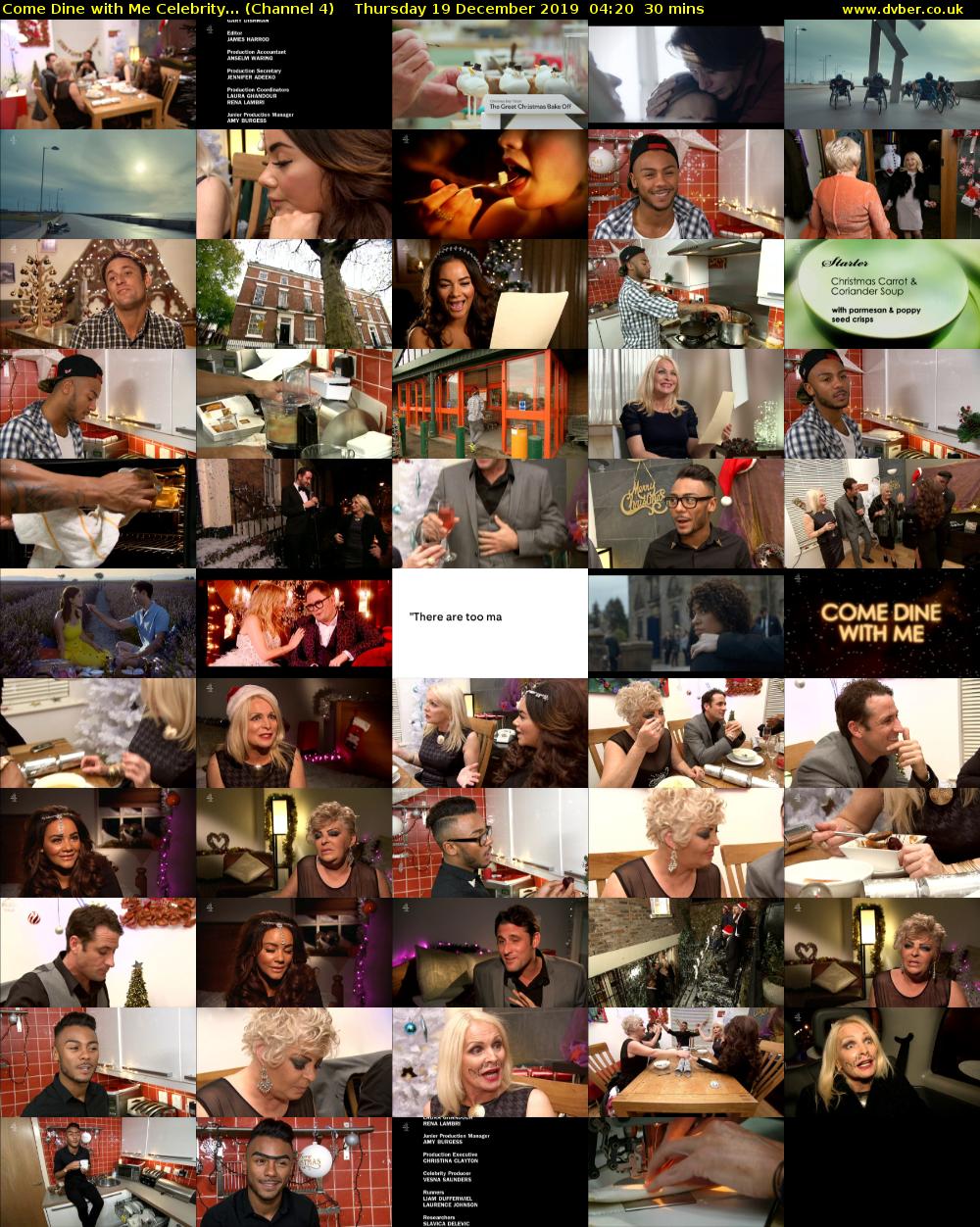 Come Dine with Me Celebrity... (Channel 4) Thursday 19 December 2019 04:20 - 04:50
