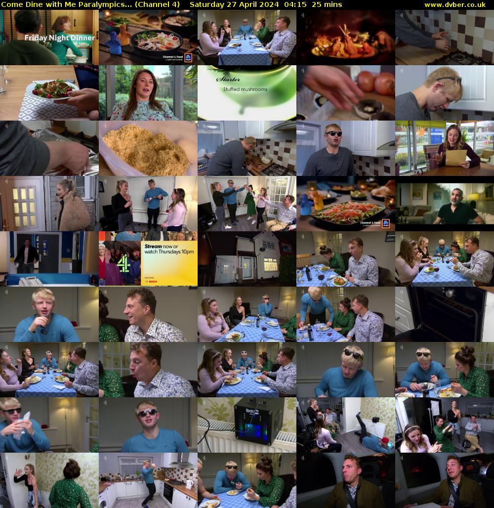 Come Dine with Me Paralympics... (Channel 4) Saturday 27 April 2024 04:15 - 04:40