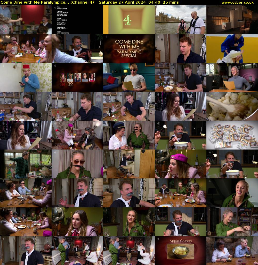 Come Dine with Me Paralympics... (Channel 4) Saturday 27 April 2024 04:40 - 05:05