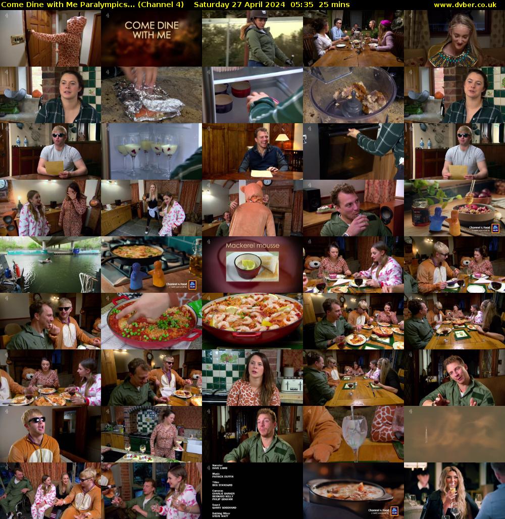 Come Dine with Me Paralympics... (Channel 4) Saturday 27 April 2024 05:35 - 06:00