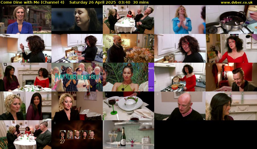 Come Dine with Me (Channel 4) Saturday 26 April 2025 03:40 - 04:10