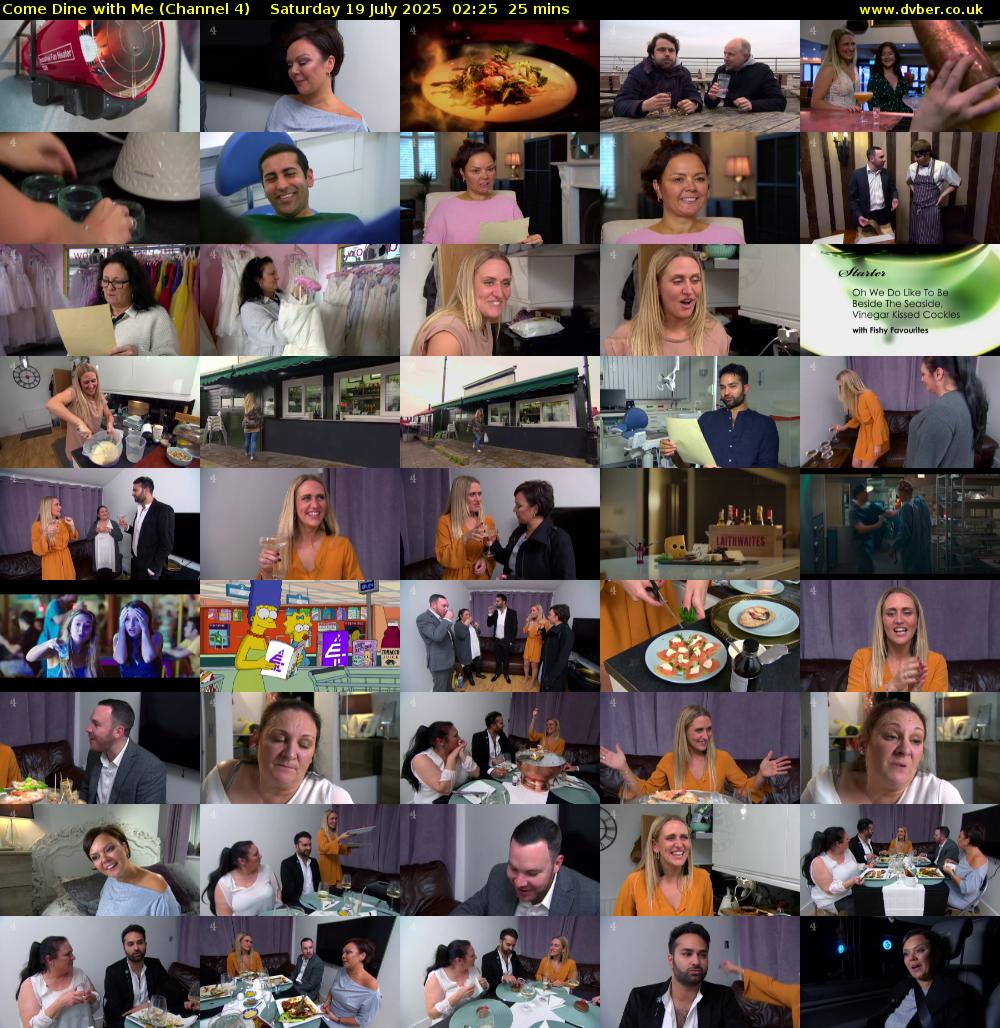 Come Dine with Me (Channel 4) Saturday 19 July 2025 02:25 - 02:50