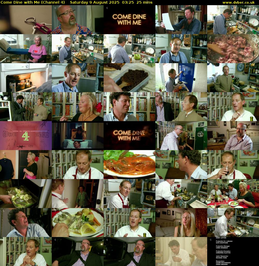 Come Dine with Me (Channel 4) Saturday 9 August 2025 03:25 - 03:50