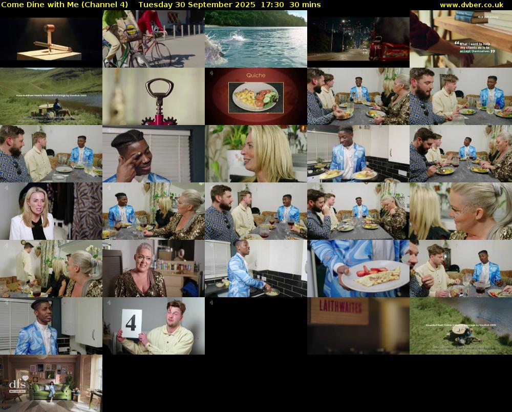 Come Dine with Me (Channel 4) Tuesday 30 September 2025 17:30 - 18:00