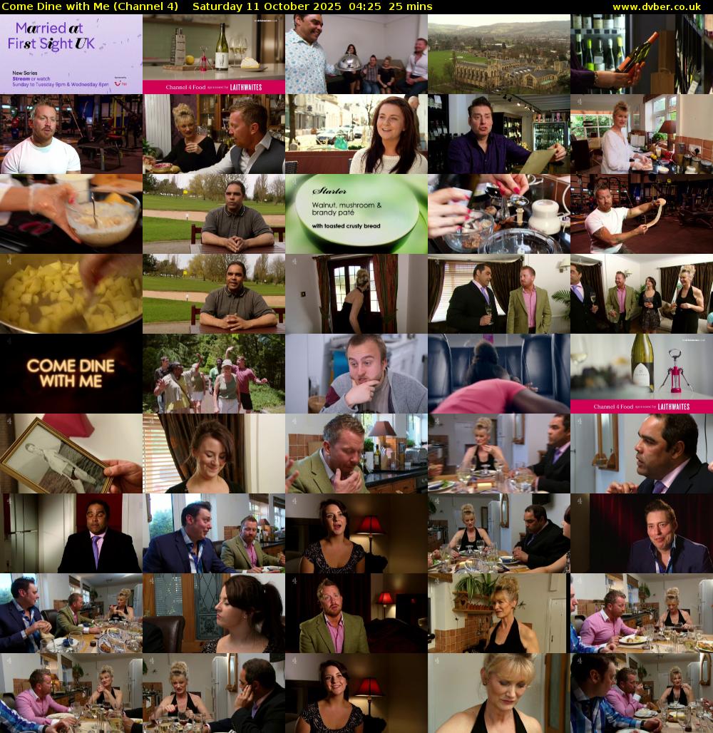 Come Dine with Me (Channel 4) Saturday 11 October 2025 04:25 - 04:50