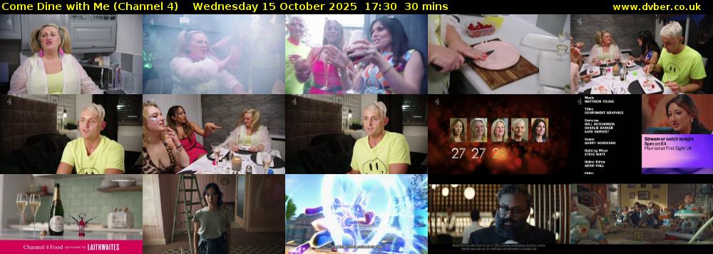 Come Dine with Me (Channel 4) Wednesday 15 October 2025 17:30 - 18:00