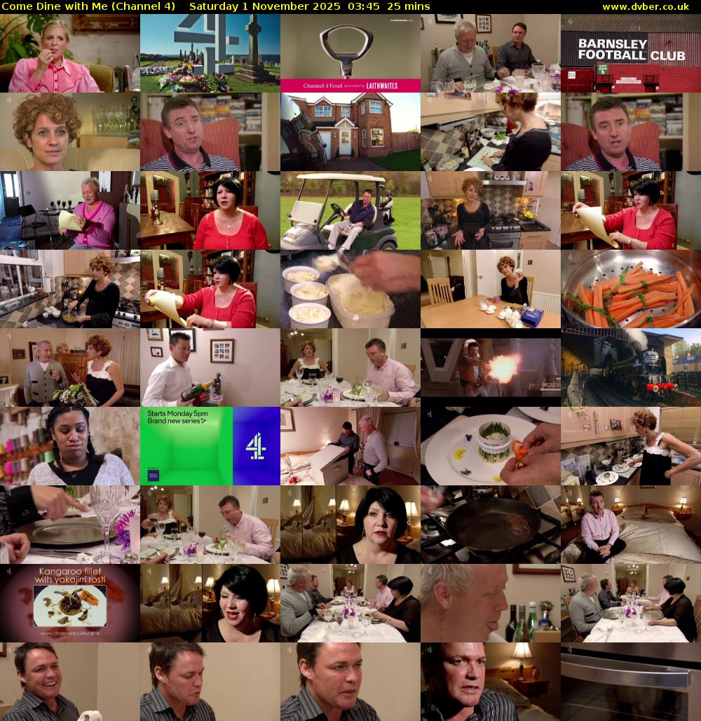 Come Dine with Me (Channel 4) Saturday 1 November 2025 03:45 - 04:10