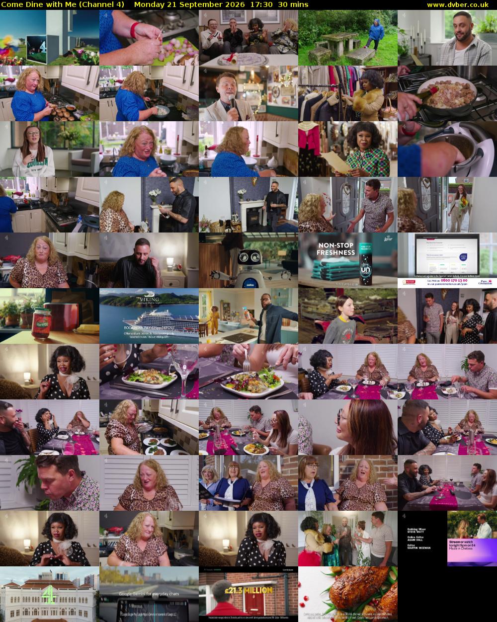 Come Dine with Me (Channel 4) Monday 21 September 2026 17:30 - 18:00