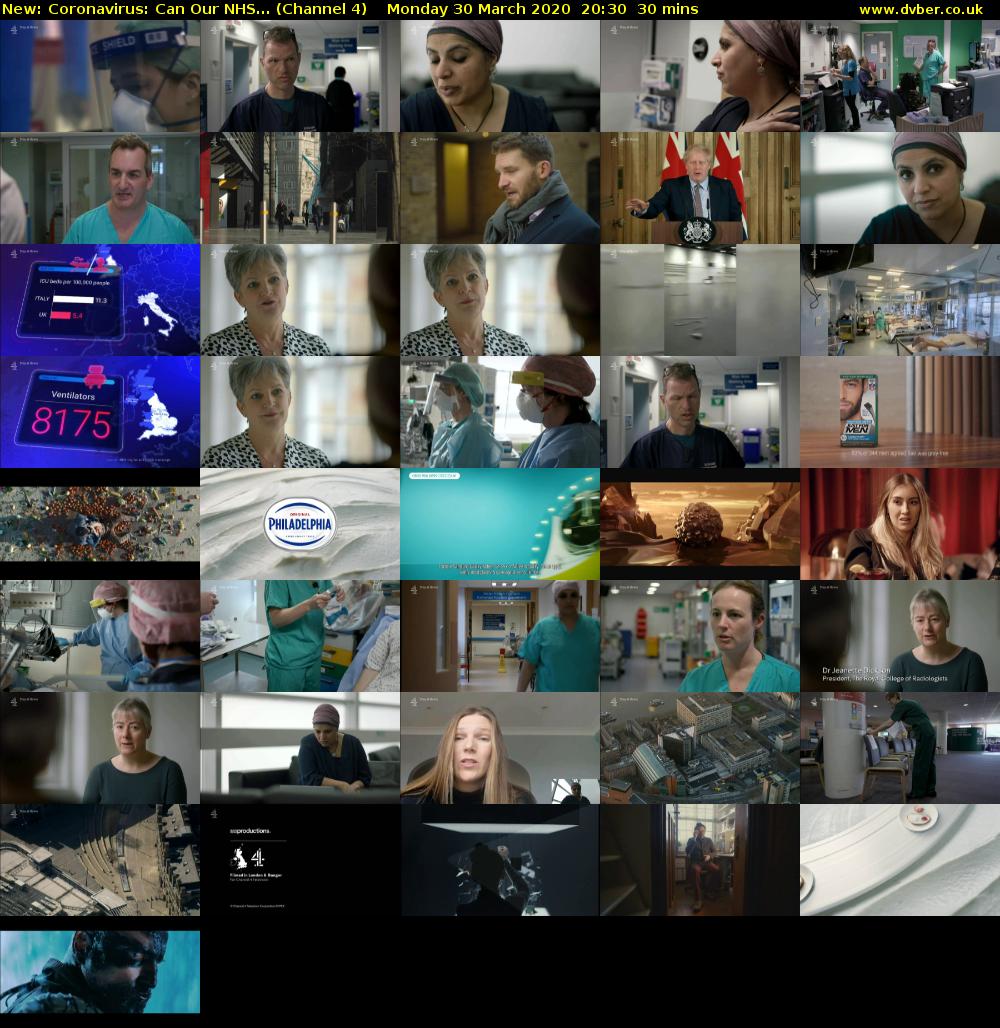 Coronavirus: Can Our NHS... (Channel 4) Monday 30 March 2020 20:30 - 21:00