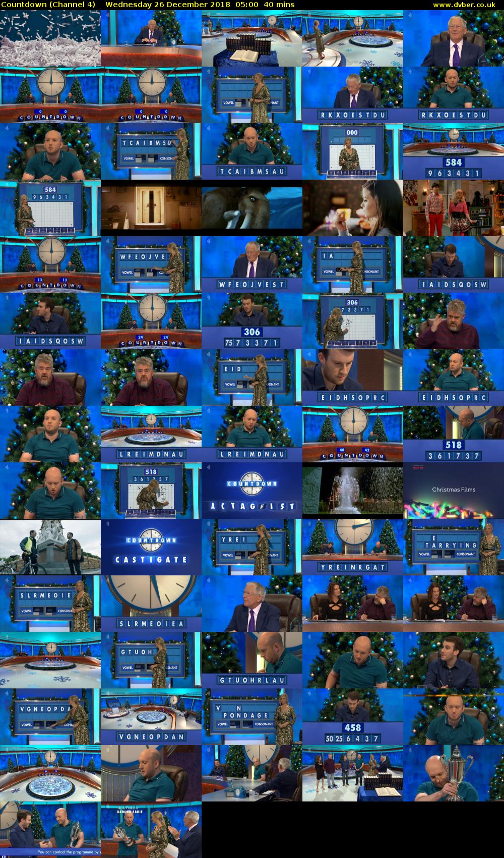 Countdown (Channel 4) Wednesday 26 December 2018 05:00 - 05:40