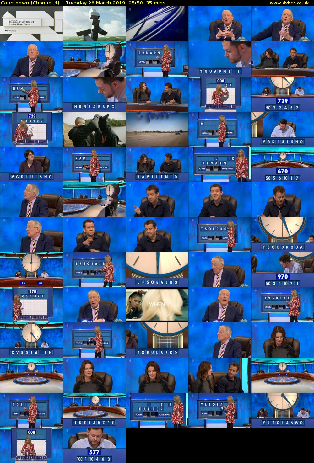 Countdown (Channel 4) Tuesday 26 March 2019 05:50 - 06:25