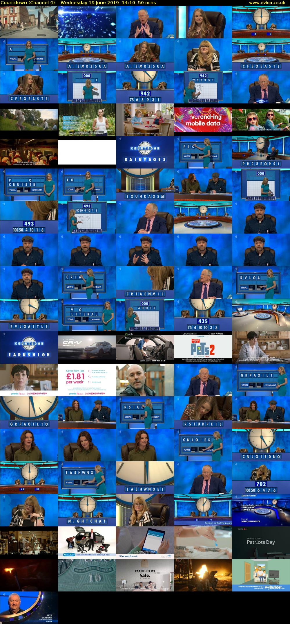 Countdown (Channel 4) Wednesday 19 June 2019 14:10 - 15:00