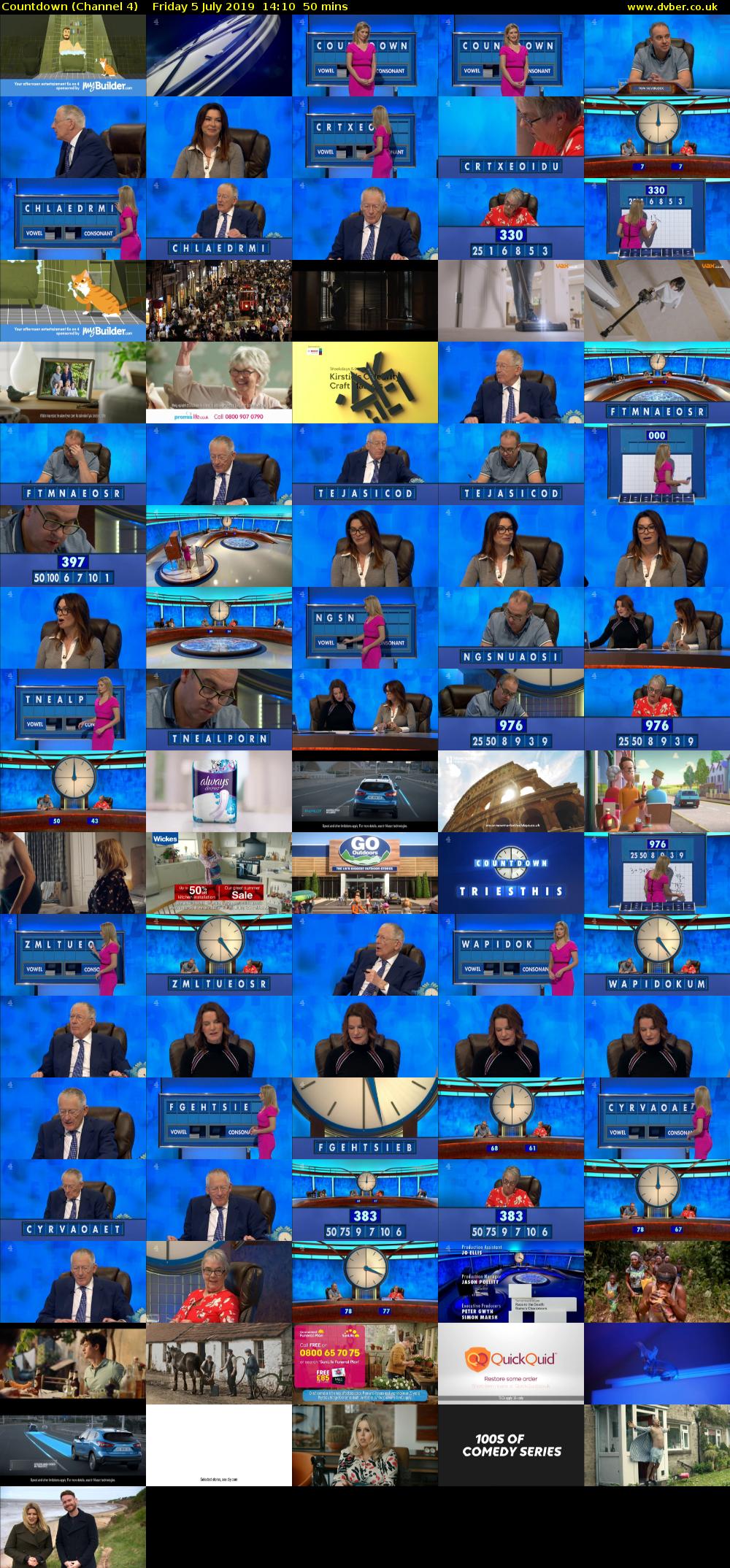 Countdown (Channel 4) Friday 5 July 2019 14:10 - 15:00
