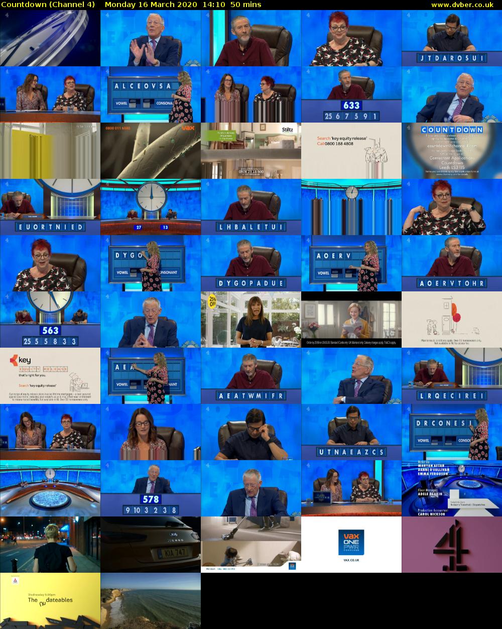 Countdown (Channel 4) Monday 16 March 2020 14:10 - 15:00