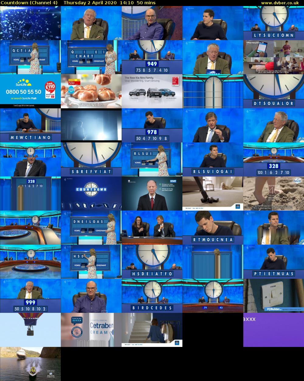 Countdown (Channel 4) Thursday 2 April 2020 14:10 - 15:00