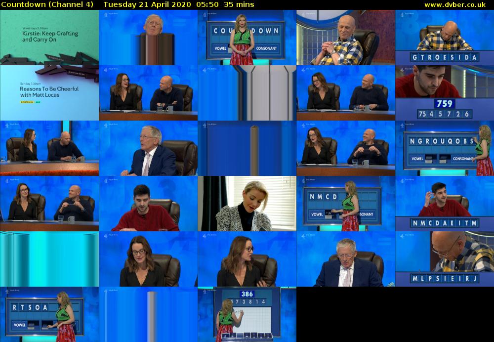 Countdown (Channel 4) Tuesday 21 April 2020 05:50 - 06:25