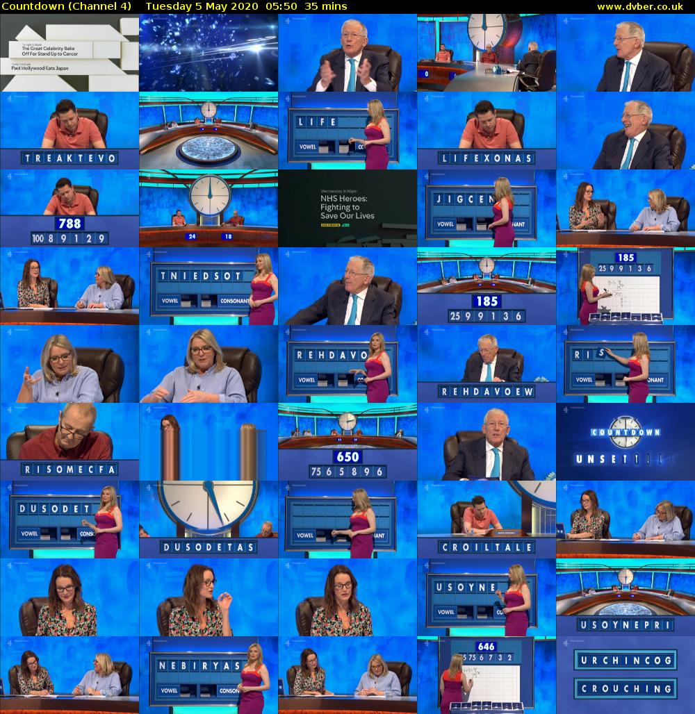 Countdown (Channel 4) Tuesday 5 May 2020 05:50 - 06:25