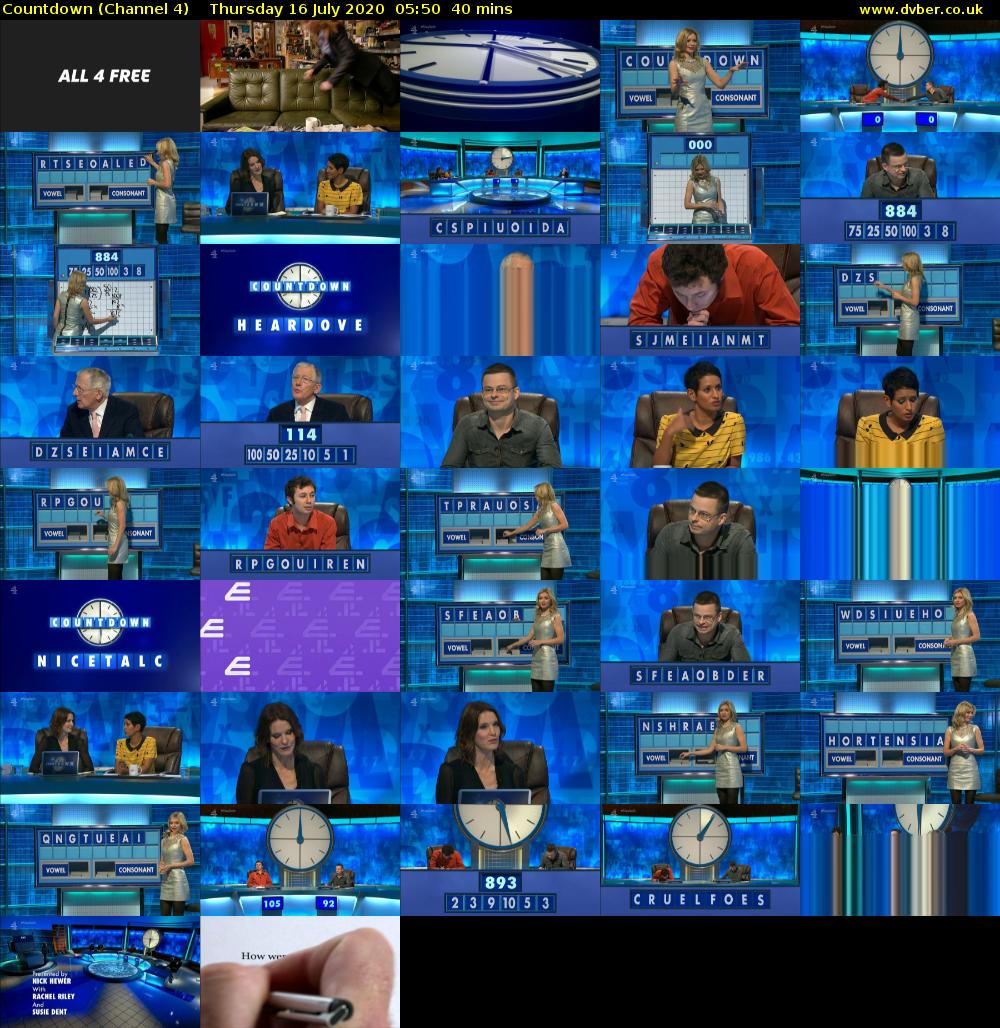 Countdown (Channel 4) Thursday 16 July 2020 05:50 - 06:30