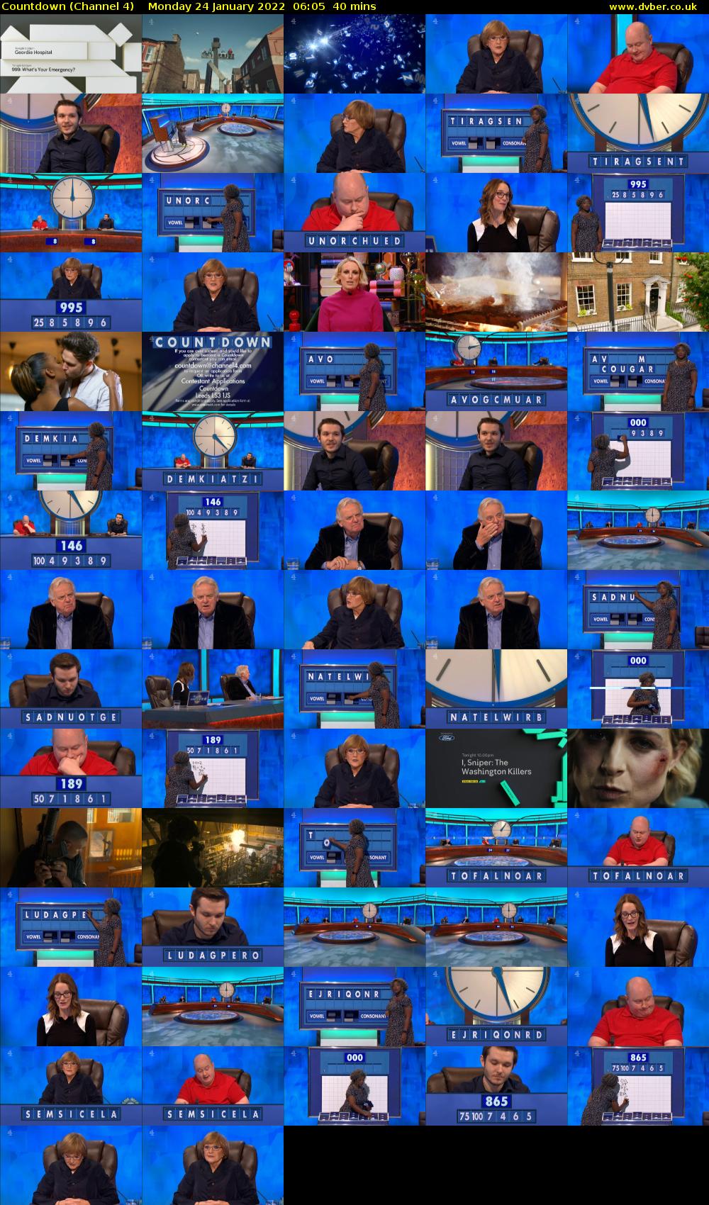 Countdown (Channel 4) Monday 24 January 2022 06:05 - 06:45