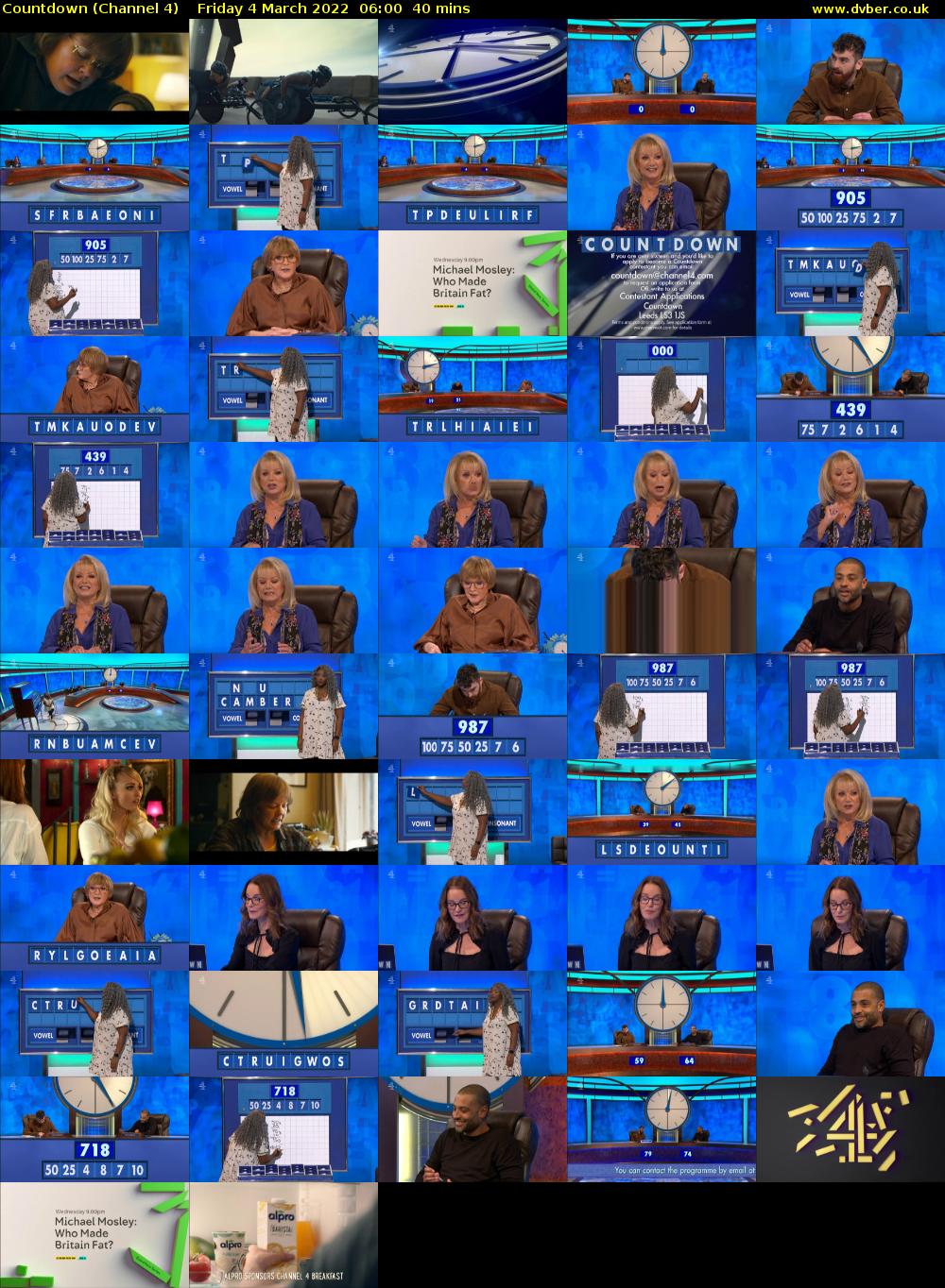 Countdown (Channel 4) Friday 4 March 2022 06:00 - 06:40