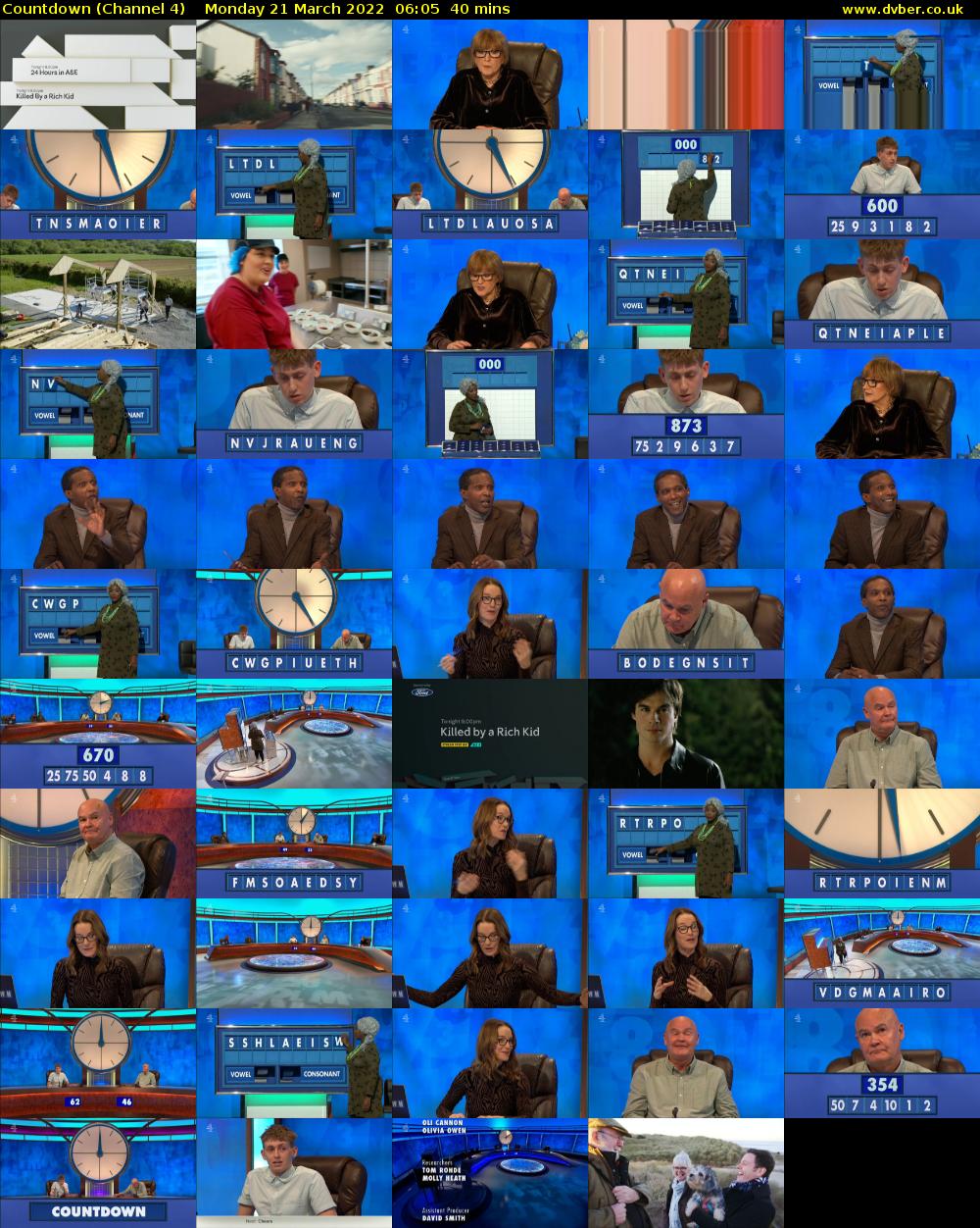 Countdown (Channel 4) Monday 21 March 2022 06:05 - 06:45