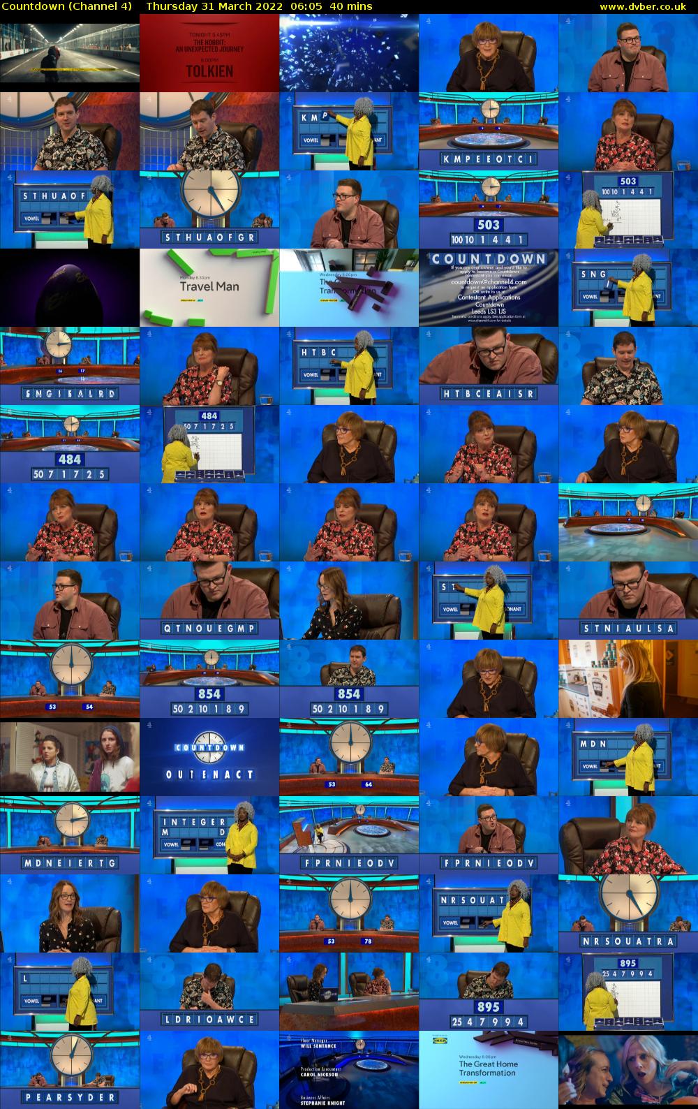 Countdown (Channel 4) Thursday 31 March 2022 06:05 - 06:45