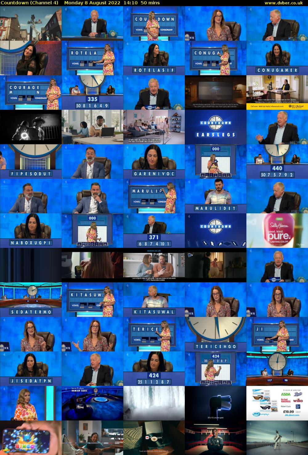 Countdown (Channel 4) Monday 8 August 2022 14:10 - 15:00