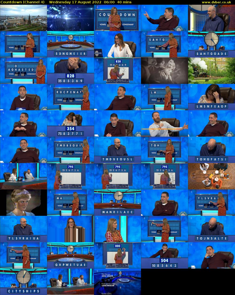 Countdown (Channel 4) Wednesday 17 August 2022 06:00 - 06:40