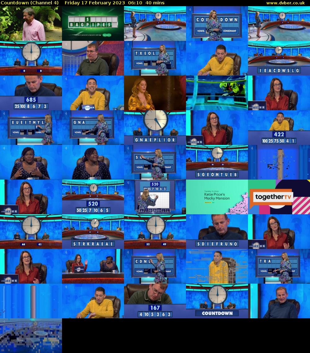 Countdown (Channel 4) Friday 17 February 2023 06:10 - 06:50