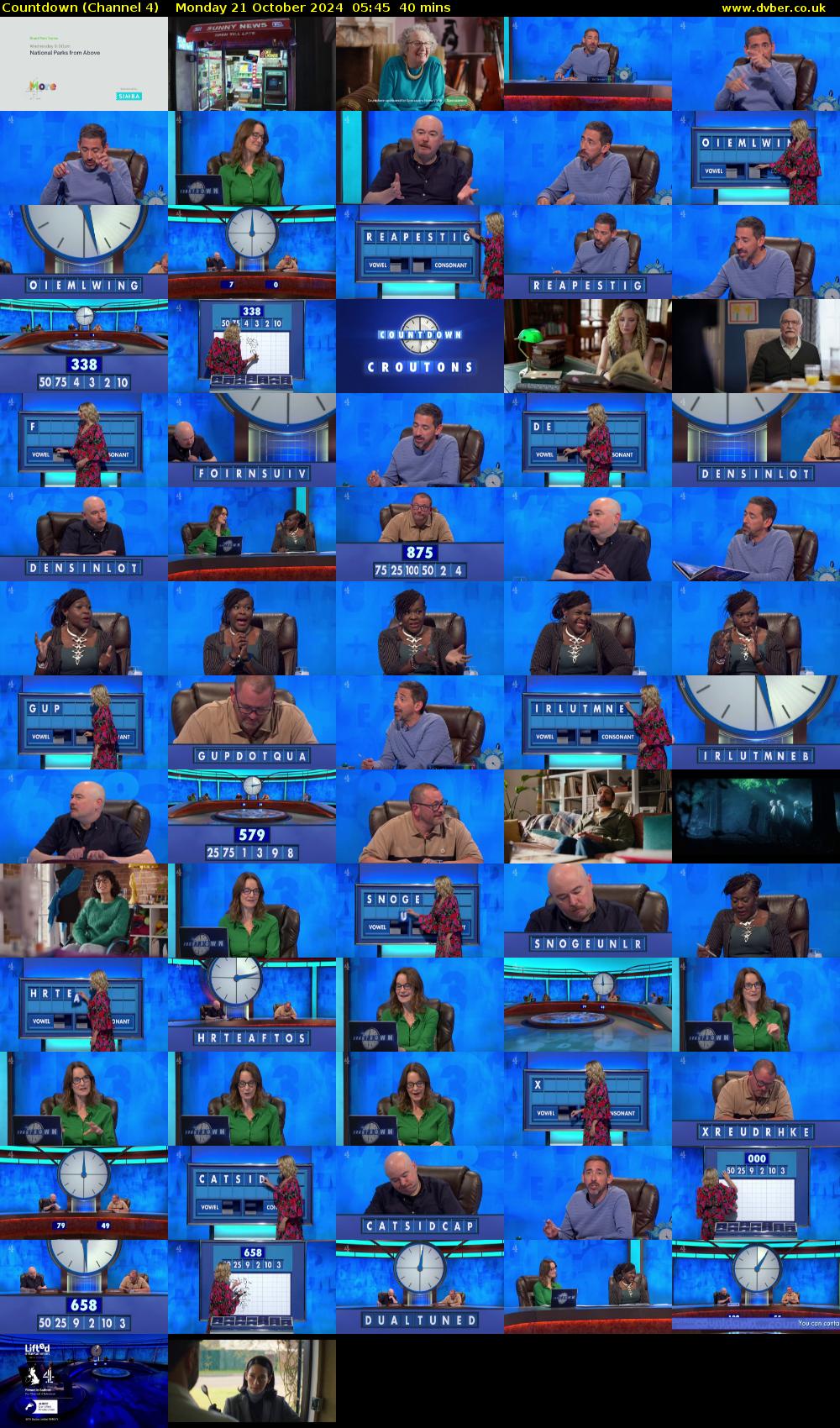 Countdown (Channel 4) Monday 21 October 2024 05:45 - 06:25