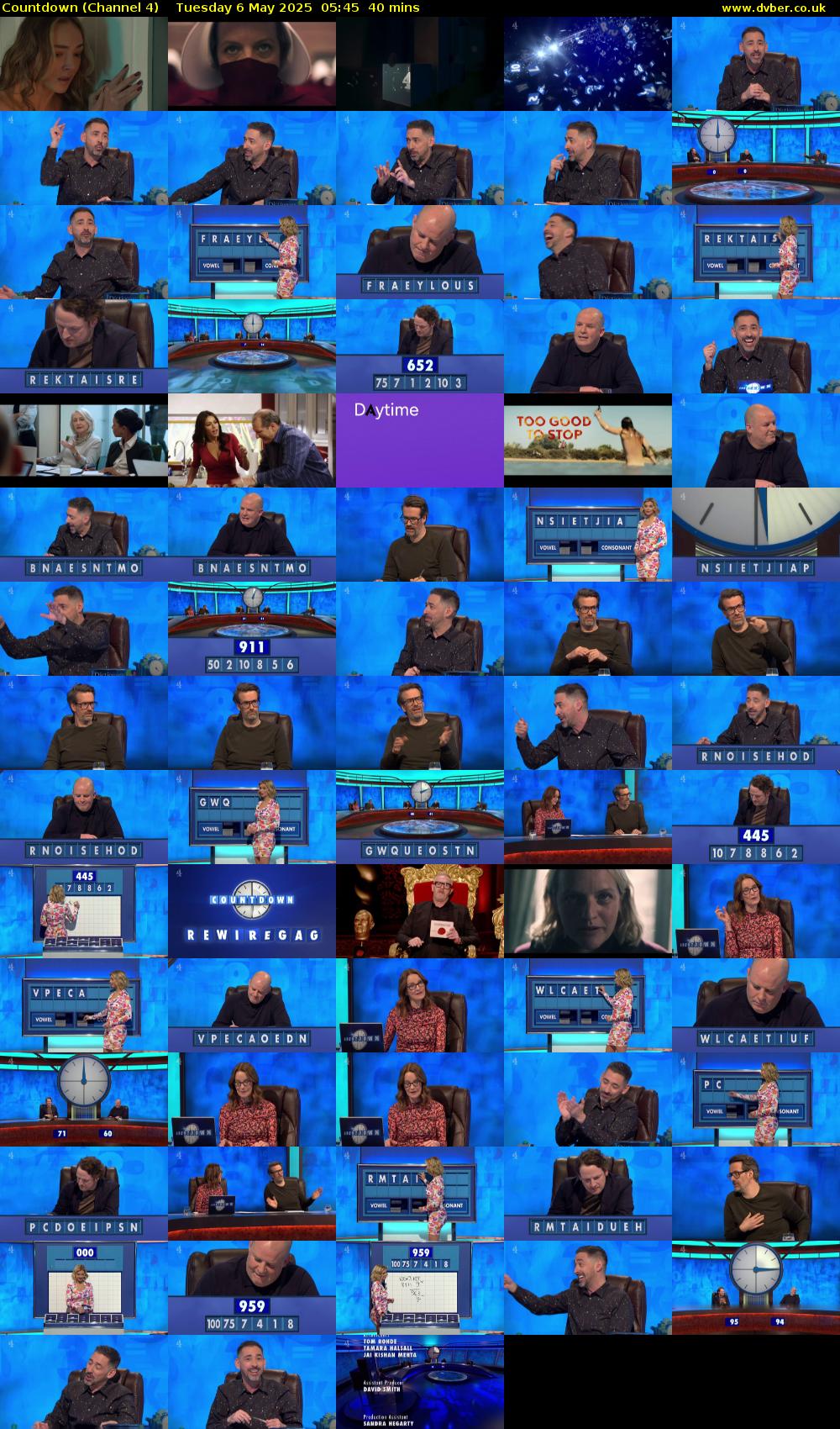 Countdown (Channel 4) Tuesday 6 May 2025 05:45 - 06:25