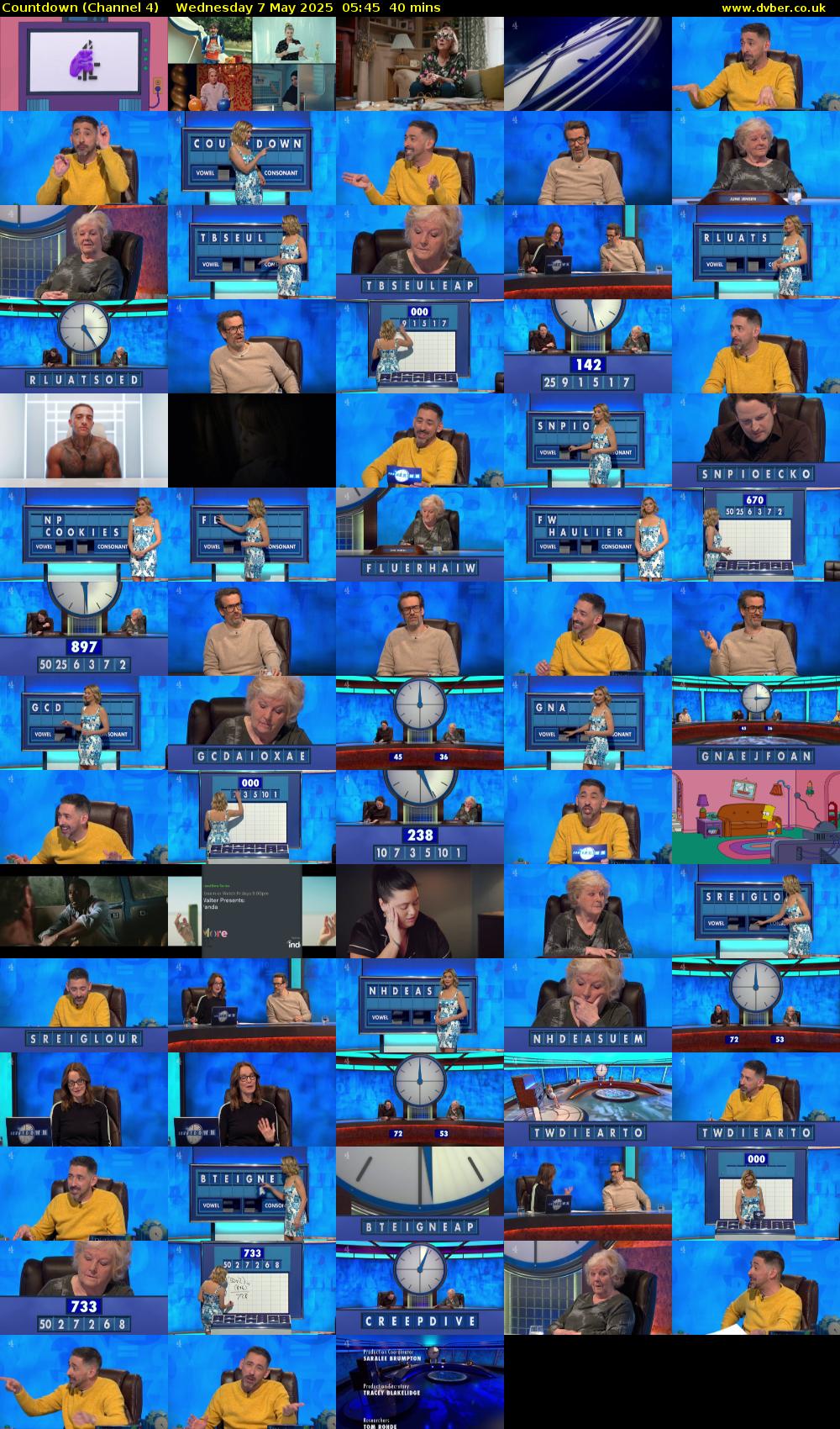 Countdown (Channel 4) Wednesday 7 May 2025 05:45 - 06:25